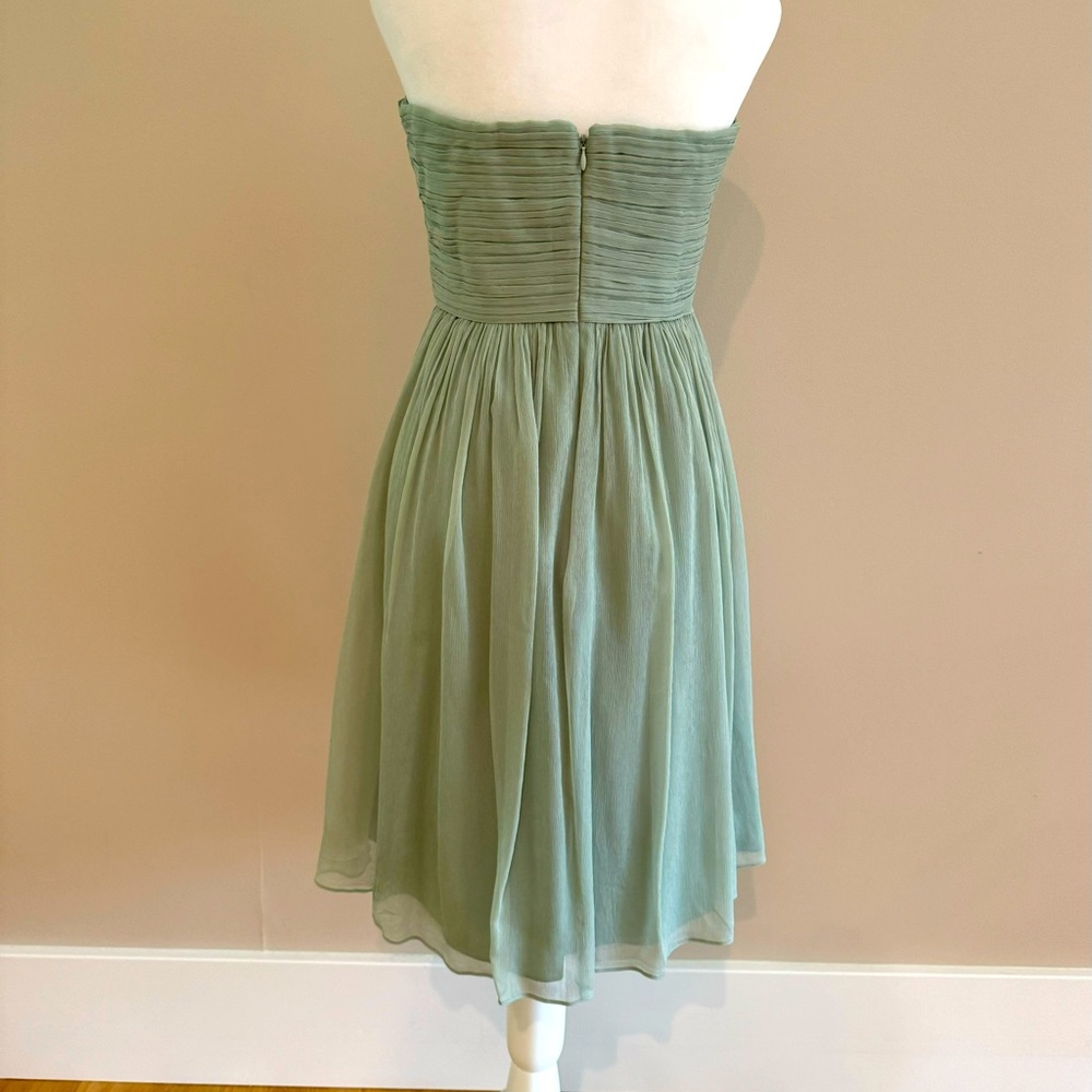 J. Crew Celery Green Strapless Chiffon Cocktail Dress - Picture 2 of 5